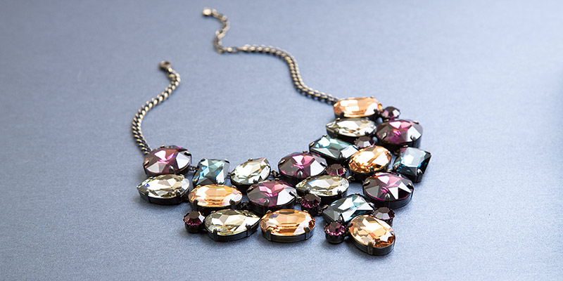 Jewellery Photography London, swarovski coloured diamond necklace