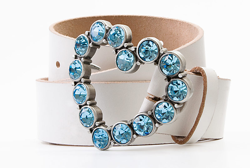 Jewellery Photography London, blue swarovski heart belt