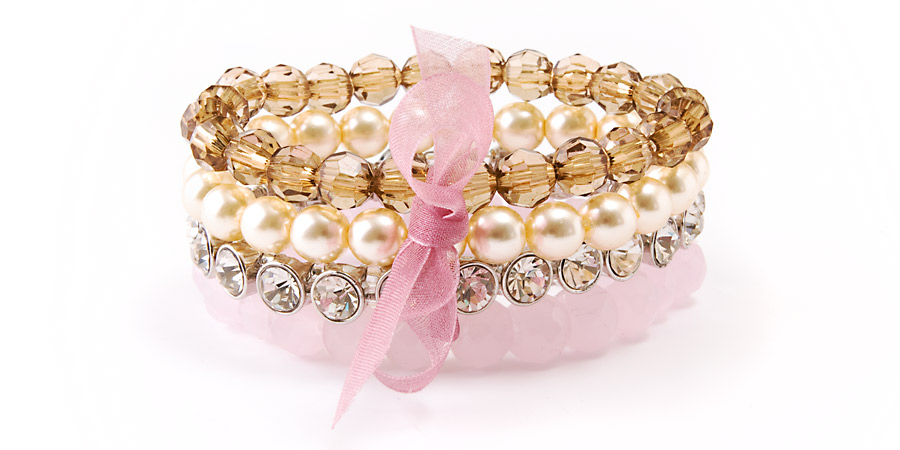 Product Photography, glass bead bracelet with ribbon